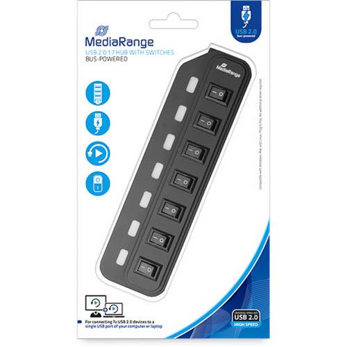 Photo de Port USB mediaRange - 7 ports - Noir - MediaRange