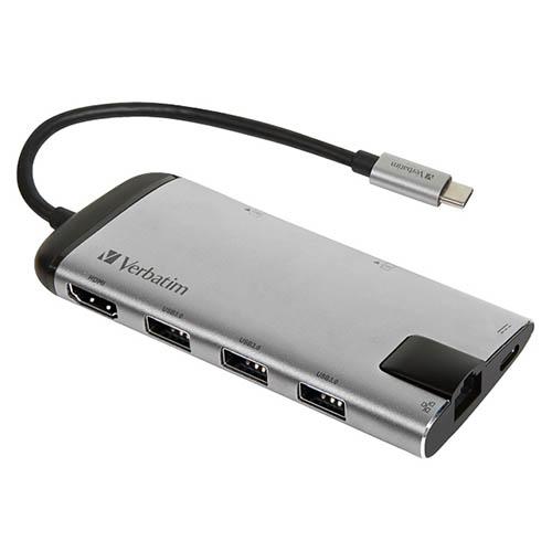 Photo de MultiPort Verbatim carte/USB/USB-C/HDMI/ ETHERNET - Gris - Verbatim