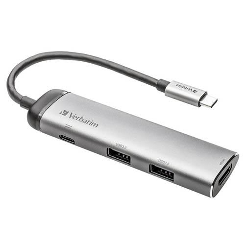 Photo de MultiPort Verbatim 2xUSB / USB-C / HDMI - Gris - Verbatim