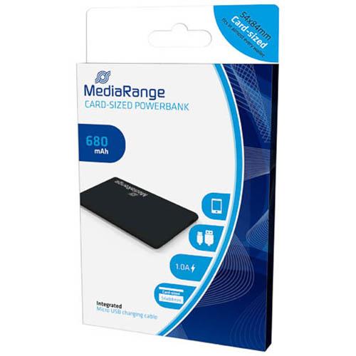 Photo de Batterie externe compacte 680mAh noir 1 port USB - Noir - MediaRange