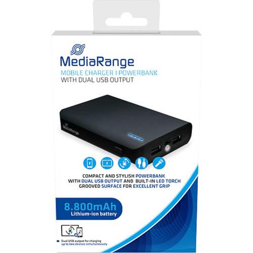 Photo de Batterie externe 8800mAh noir - 2 ports USB - Noir - MediaRange