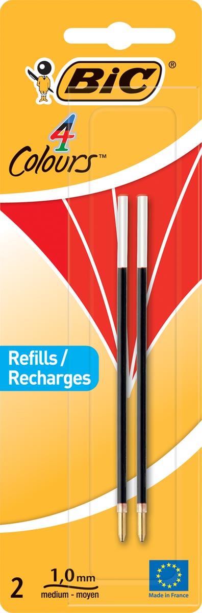 Foto van Stylo-bille BIC 4 couleurs recharge blister 2 - rouge