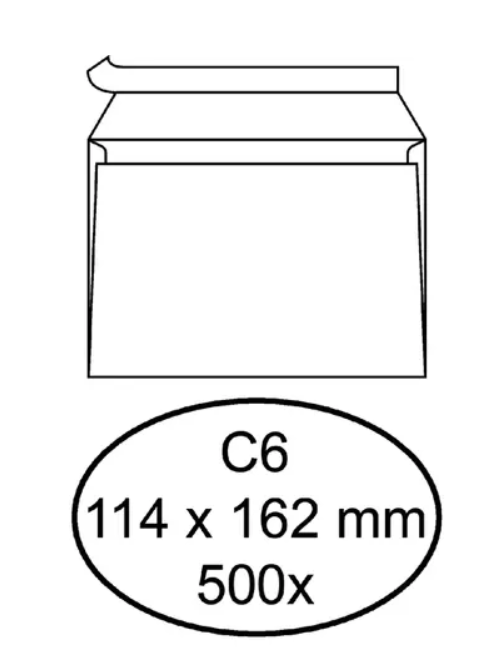 Foto van Enveloppe Bancaire Quantore C6 114x162mm Ac Blanc 500pcs